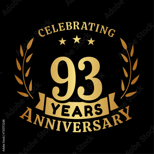 93rd anniversary celebration design template. 93 years vector and illustration.