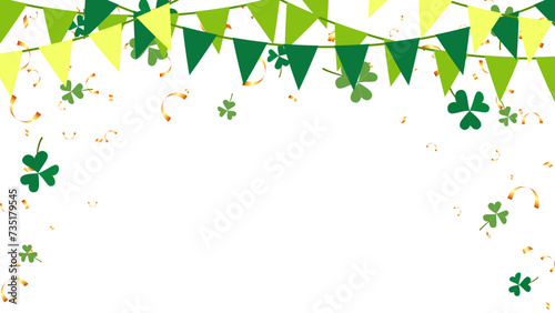 triangle pennants chain and confetti for St. Patrick's Day party color concept. birthday, celebration, anniversary and decoration