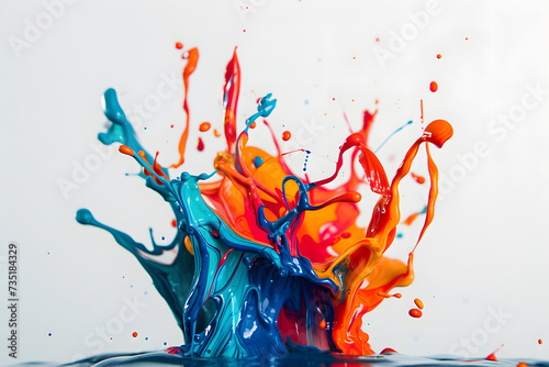 emerald and azure colorful paint splash isolated on a white background 