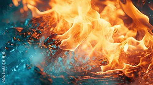 Elemental Dance, fire and water macro shot