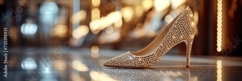 Close up of high heels with shiny details