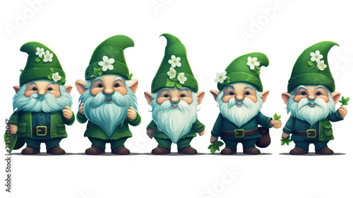 St. Patrick's Day Gnomes, isolated on white background, png