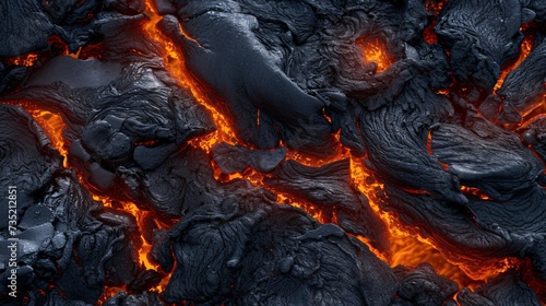 lava flowing lava with orange and black lava