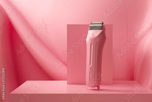 a pink shaver sitting on a pink background in the sty