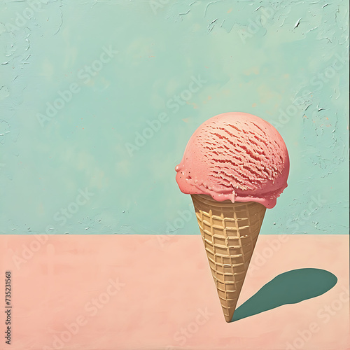an ice cream washed with pink blue in the style of m