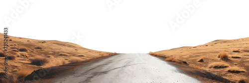 empty road in the desert, isolated in white background 