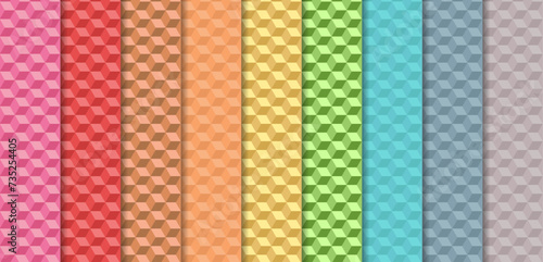 Set of seamless patterns with cubes. Vector texture
