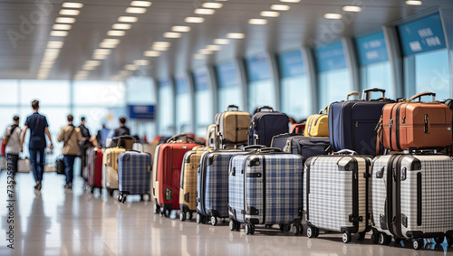 A bunch of suitcases at the airport - cargo control, baggage allowance and hand luggage parameters on the plane, security, check-in and delivery of personal belongings.