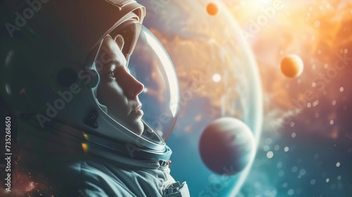 The lonely astronaut's portrait is positioned on the left side of the frame.