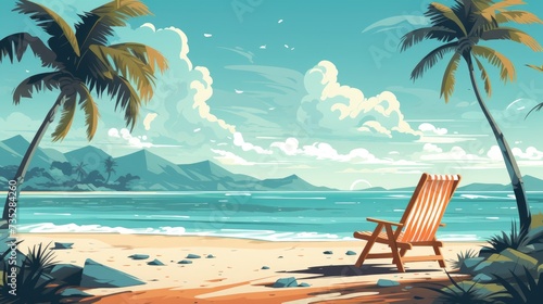 Tranquil Paradise Illustration of Summer Beach Background