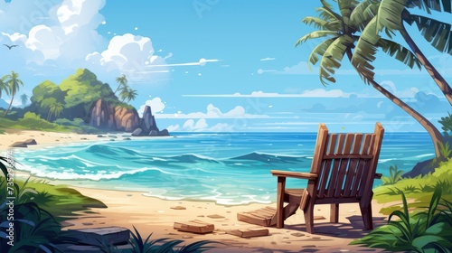 Sunny Coastline Illustration of Summer Beach Background