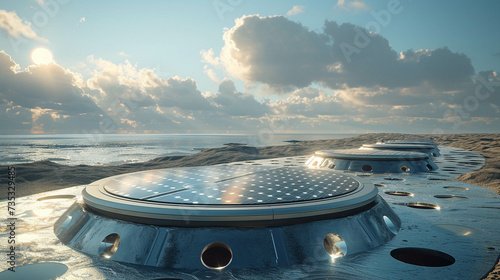 Energy harvesting tiles ring like bells underfoot axes and orbital solar farms power the future