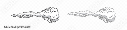 Smoke cartoon vector wind puff . Comic smoke speed puff