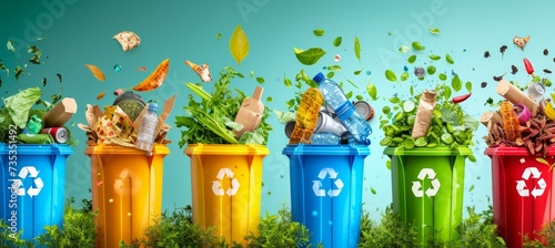 Step by step waste sorting tutorial from collection to recycling with ample text space