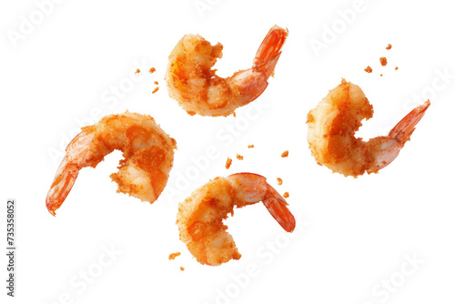 Butterfly shrimps or fried prawns that look delicious isolated on background, tempura crispy food taste.