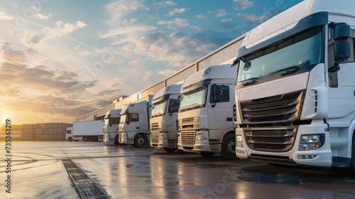 Modern Trucks in Golden Hour Light