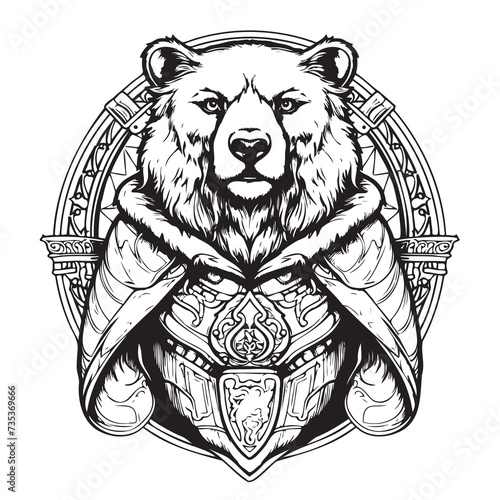 Vector image of a heraldic bear on a white background. Coat of arms, heraldry, emblem, symbol.