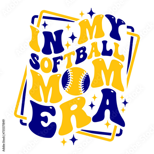 In my Softball Mom Era design with groovy wavy text for softball fans and lovers 