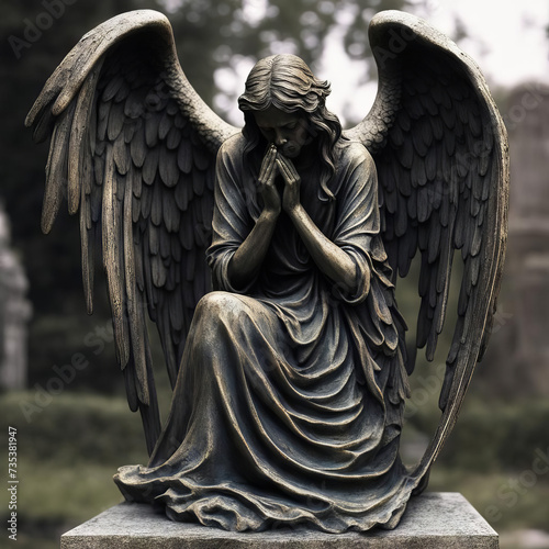 Sculpture of a weeping angel.