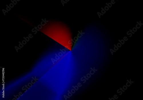 El lado oscuro femenino y masculino. La oscuridad del ser humano. Luz y oscuridad. Composición abstracta en rojo y azul sobre negro. 