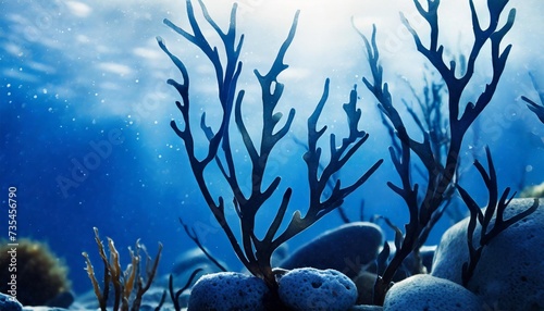 blue watercolor seaweed underwater world