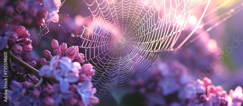 Intricate and delicate spider web pattern in a natural outdoor setting