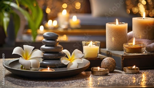 luxurious spa with candle and stone collection5