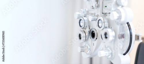 Selective focus of phoropter eyesight measurement testing machine in the optical shop