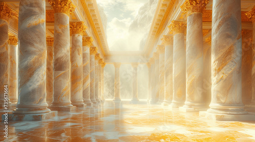 Columns in the old temple. Created with Ai