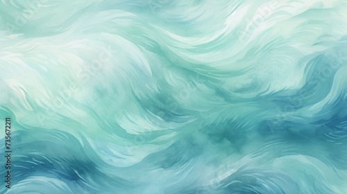 Abstract, watercolor patterns in soothing blues and greens, resembling the calm ocean waves