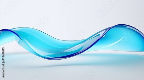 Transparent glossy glass ribbon. Curved wave in motion.