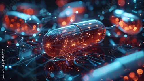 Future healthcare concept of digital holographic pills capsules
