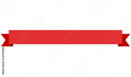 red ribbon banner illustration isolated on white and transparent background. minimalism flat style vector blank for text