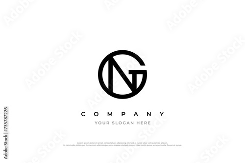 Initial Letter NG Logo or GN Logo Design