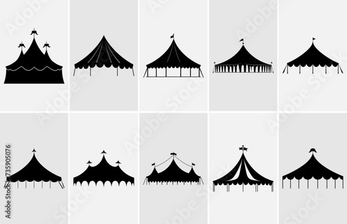 Circus silhouettes set, Circus tent festival icon vector illustration.