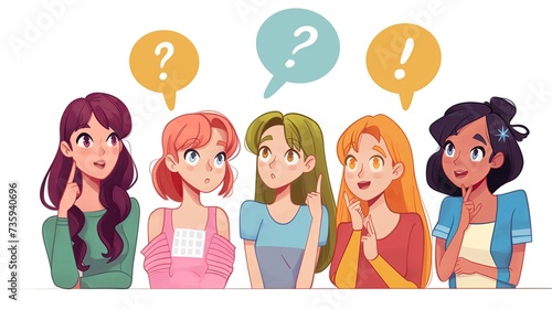 Group of young women playing quiz