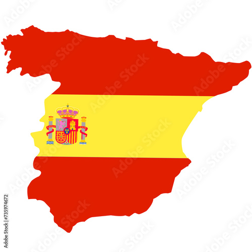 map of spain with the colors of the country's flag