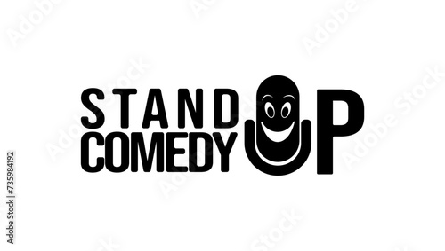 Stand up comedy sign, black isolated silhouette
