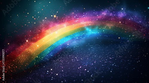 Rainbow with sparkling stars coming out of it