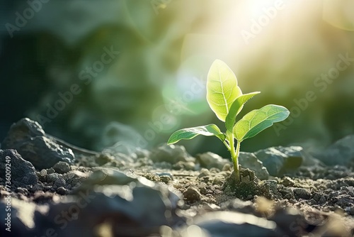 Nurturing embrace of earth young sapling symbolizes miraculous journey of growth and life in heart of nature small but resilient plant set against backdrop of fertile soil is vibrant and gardening