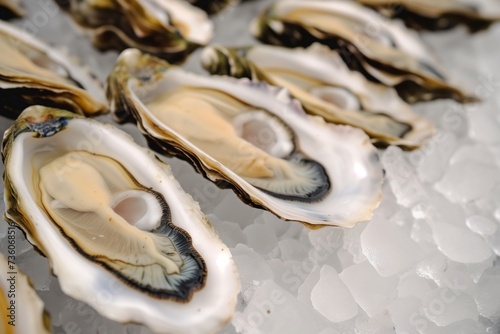 harvested oysters on ice ready for market sale
