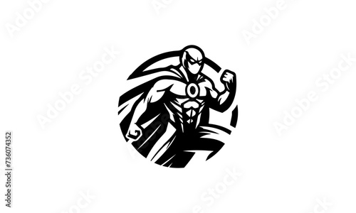 SUPERHERO mascot logo icon , black and white hero mascot logo icon , superman mascot logo icon