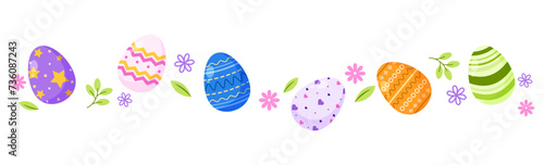 Cute easter egg divider border decoration easter day flat illustration vector