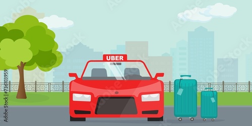 Taxi. Uber Illustrazione in stile piatto - illustrazioni