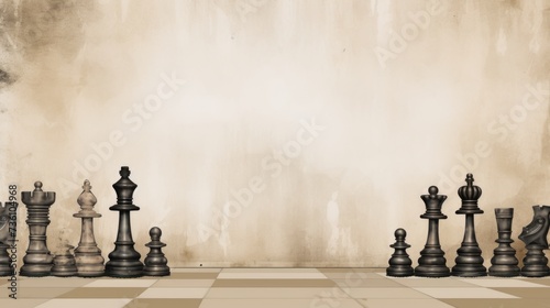 Background with chess pieces in Ash color