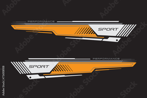 Wrap Design For Car vectors. Sports stripes, car stickers black color. Racing decals for tuning_20240213