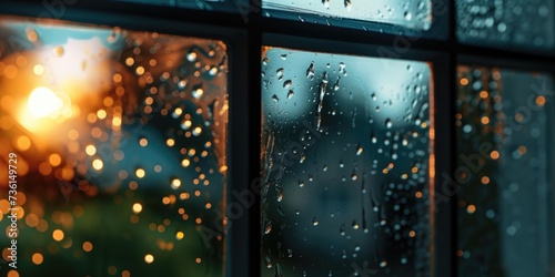 Rain drops on a window glass. Suitable for weather-related articles and blog posts