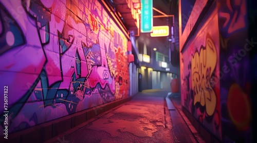 Anime urban street wall background graffiti illustration