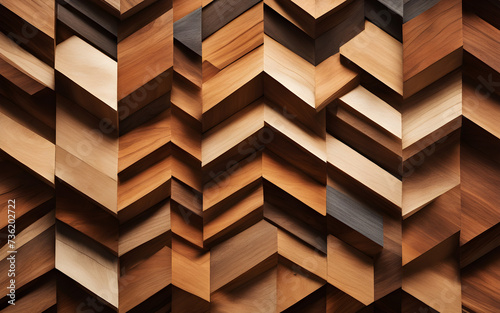 Modern abstract background geometric shapes with the organic textures of wood in a rich, earthy color palette
