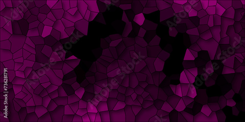 Burgundy polygonal dark Pink and black Broken Stained Glass Background with White lines. Voronoi diagram background. Seamless pattern shapes vector Vintage Illustration background.